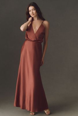 BHLDN Plunge Open-Back Slip Maxi Dress