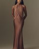 BHLDN Renae Chiffon Satin Halter-Neck Gown - 1
