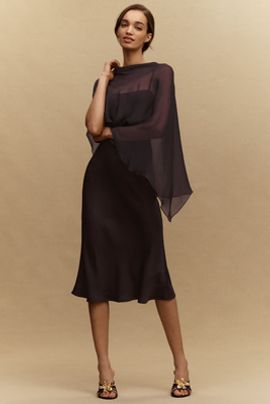 brown lace bridesmaid dress Chocolate Brown Bridesmaid Dresses One Shoulder Sheath/Column Ruched Chiffon Bridesmaid Dresses with Slit main image 1