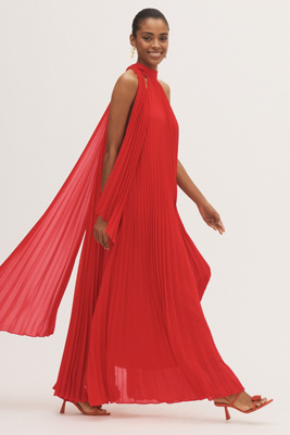 rosie high neck pleated chiffon maxi dress Rosie High-Neck Pleated Chiffon Maxi Dress