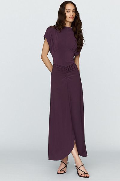 BHLDN Ruched Drop Waist Knit Midi Dress