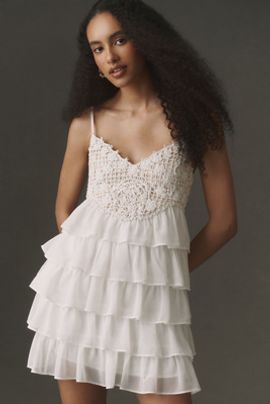 BHLDN Ruffle Deco Mini Dress