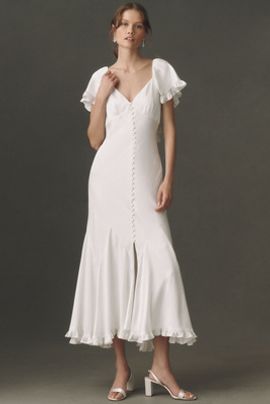 BHLDN Satin Cape Maxi Dress