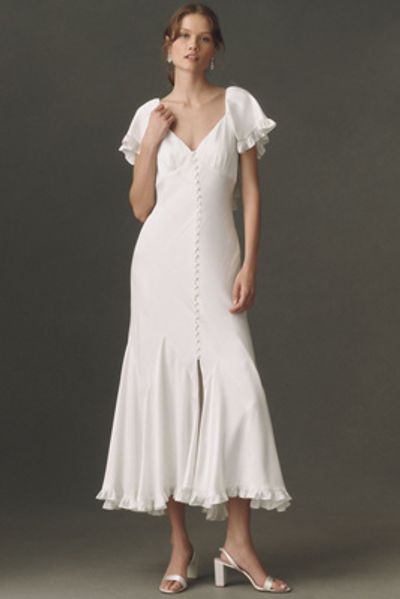 BHLDN Satin Cape Maxi Dress