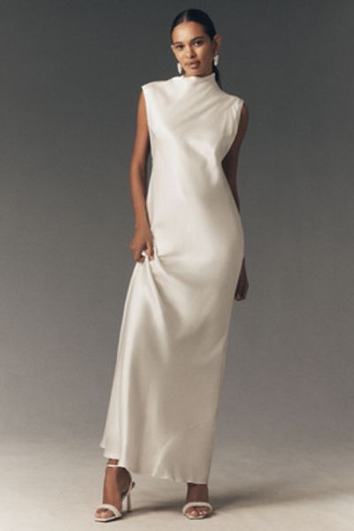 bhldn scoop-neck fit & flare satin midi dress BHLDN
