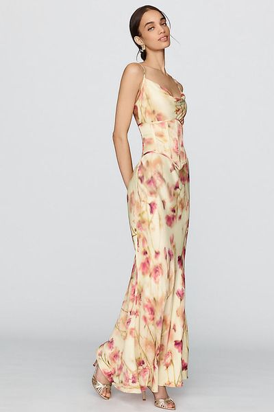 BHLDN Satin Corset Slip Maxi Dress