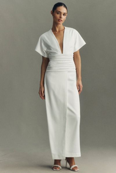 bhldn silk dress BHLDN Emma High-Neck Satin Maxi Gown
