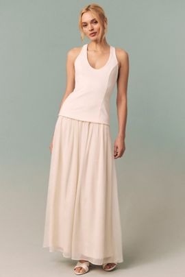 bhldn strapless drop-waist fit & flare jacquard maxi dress BHLDN Strapless Drop-Waist Fit & Flare Jacquard Maxi Dress