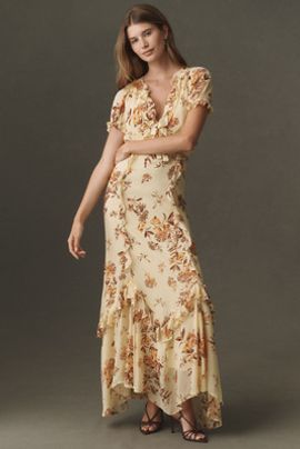 BHLDN Short-Sleeve Ruffle Maxi Dress