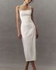 BHLDN Square-Neck Back-Slit Slim Stretch Satin Midi Dress - 1