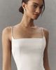 BHLDN Square-Neck Back-Slit Slim Stretch Satin Midi Dress - 3