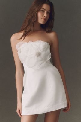 BHLDN Strapless Appliqué Mini Dress