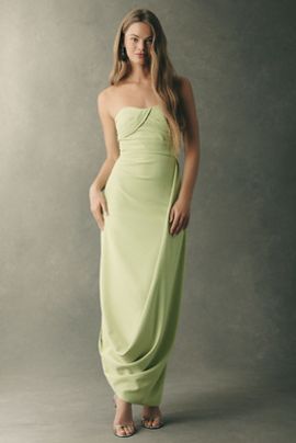 BHLDN Strapless Draped Maxi Dress