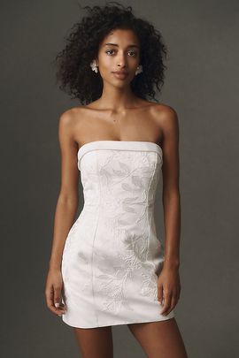 BHLDN Strapless Satin Mini Dress