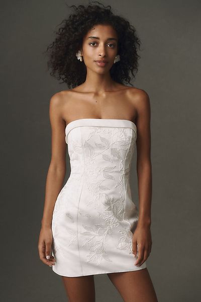 BHLDN Strapless Satin Mini Dress