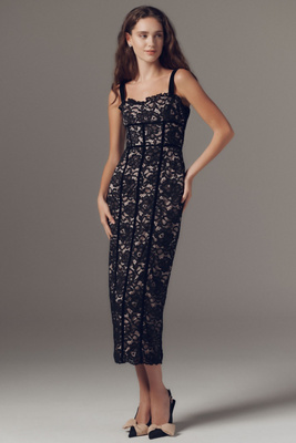 BHLDN - Carina Short-Sleeve High-Neck Organza Midi Dress