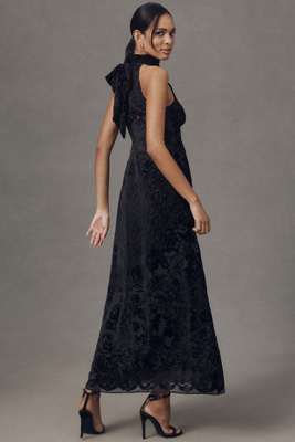 BHLDN - Velvet Burnout High-Neck Maxi Dress