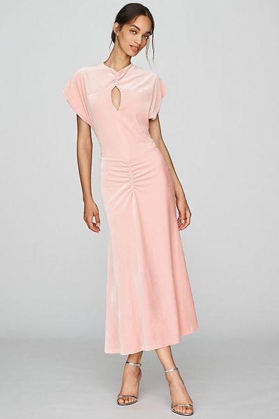 BHLDN Velvet Flutter-Sleeve Maxi Dress