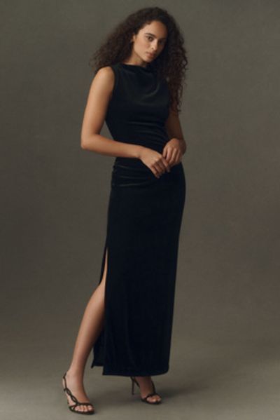 BHLDN Velvet Mesh-Back Maxi Dress