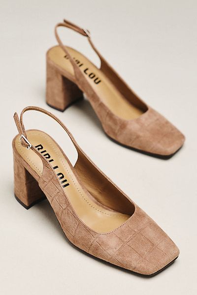 Bibi Lou Ione 85 Suede Slingback Block Heels