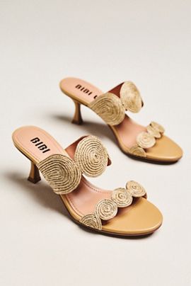 Bibi Lou Raffia Double-Strap Mules