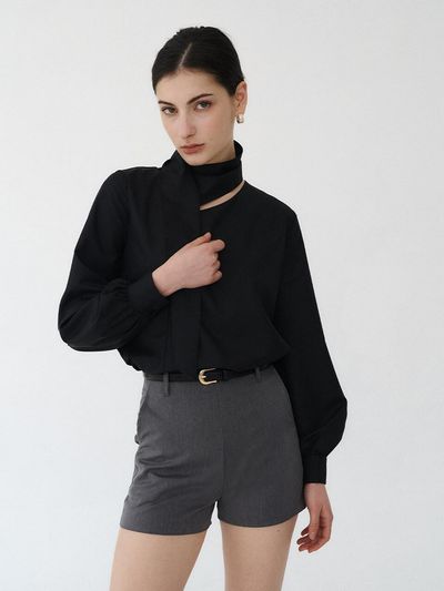 bibyseob Basic Slim Tailored A-line Shorts [Charcoal] (T51)