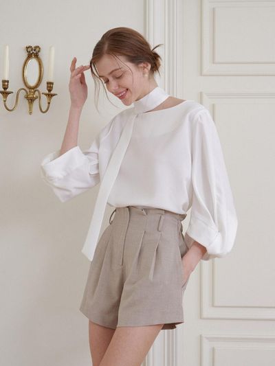 bibyseob Boat Neck Twisted Shirt - White