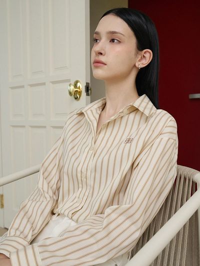 bibyseob Classic Stripe Shirt Brick Beige [T43]