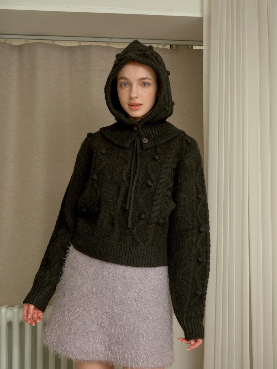bibyseob Fluffy Wool Knit & Balaclava - Black