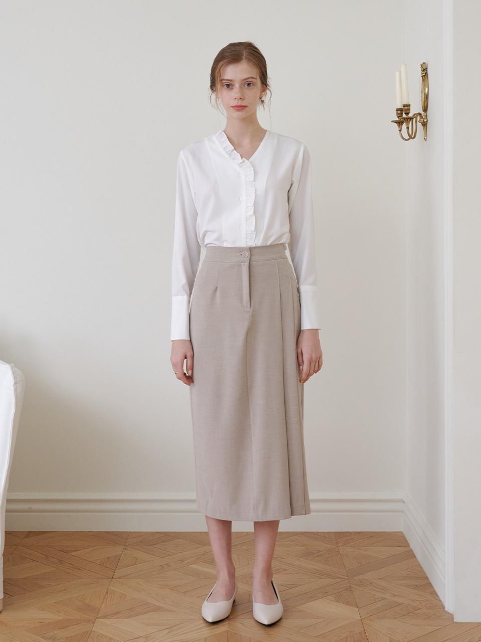 bibyseob Side Tuck Long Skirt - Beige