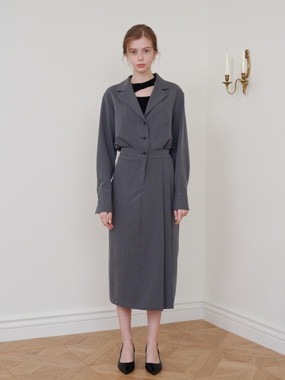 bibyseob Side Tuck Long Skirt - Charcoal
