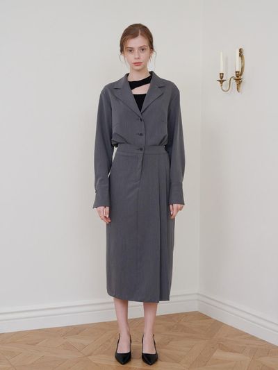 bibyseob Side Tuck Long Skirt - Charcoal