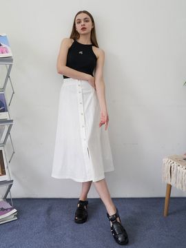 bibyseob Stitch Long Skirt (White)