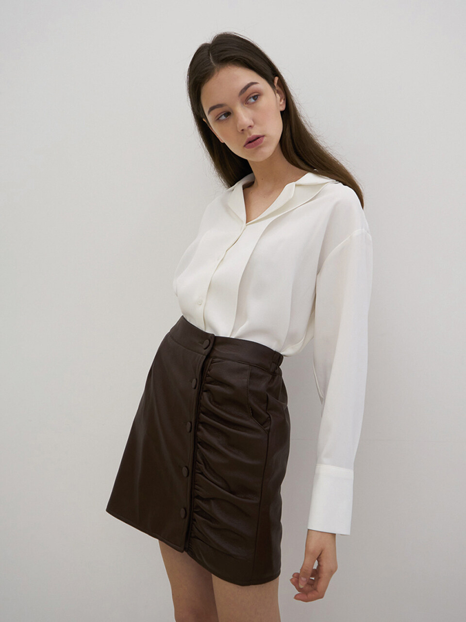 bibyseob T03 LAYERED LONG SHIRT - WHITE