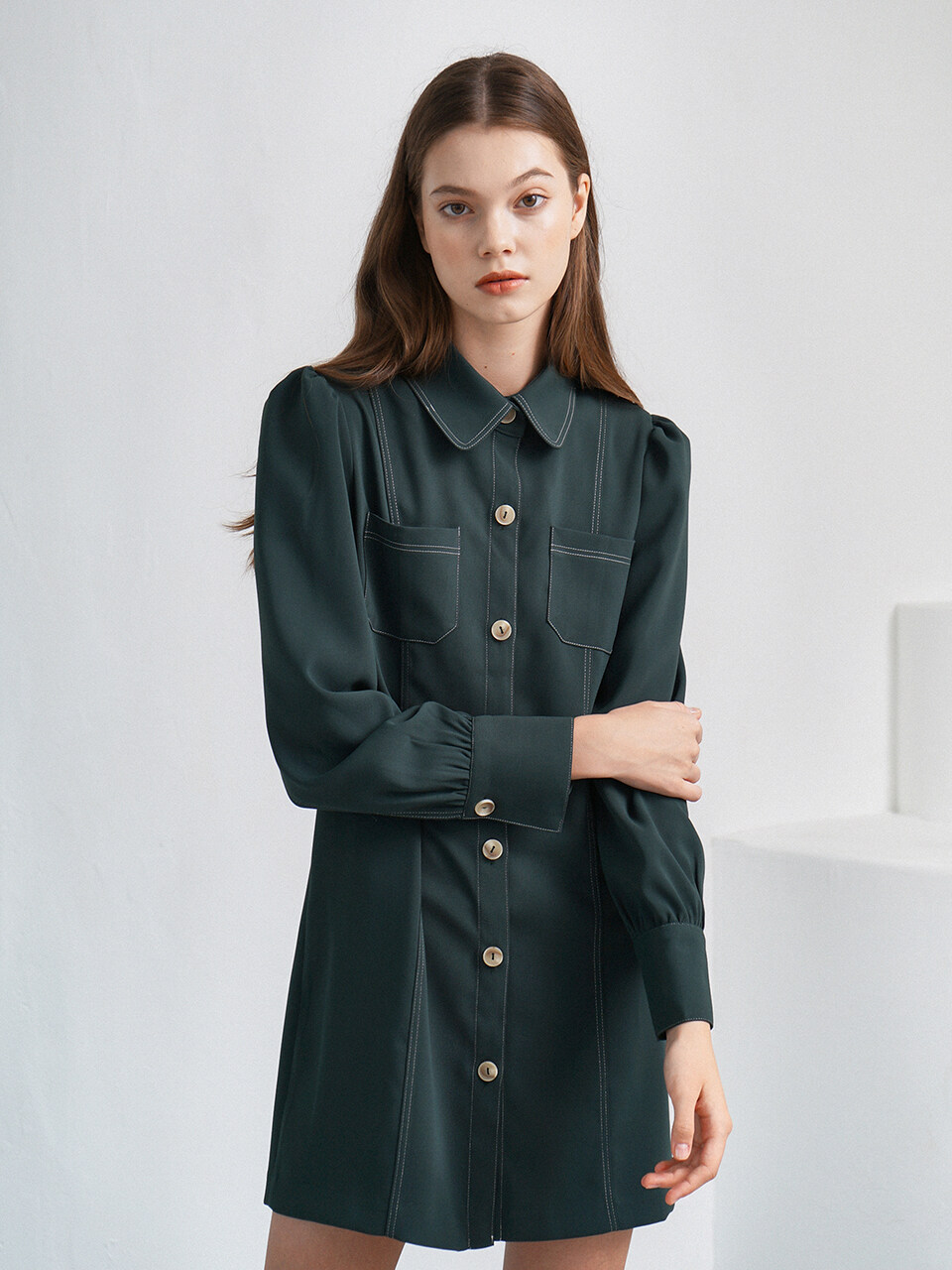 bibyseob T13 Stitch Mini Dress_Green