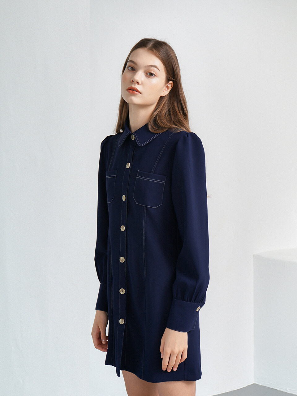 bibyseob T13 Stitch Mini Dress_Navy