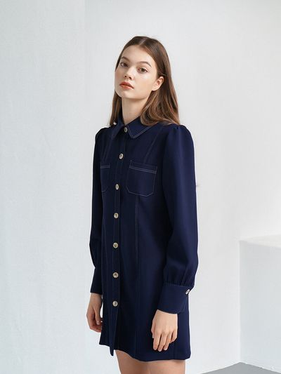 bibyseob T13 Stitch Mini Dress_Navy