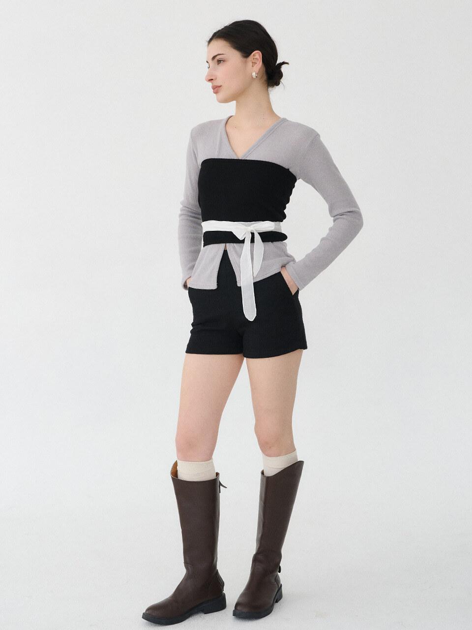 bibyseob Tweed Slim Sophisticated Shorts [Black] (T51)