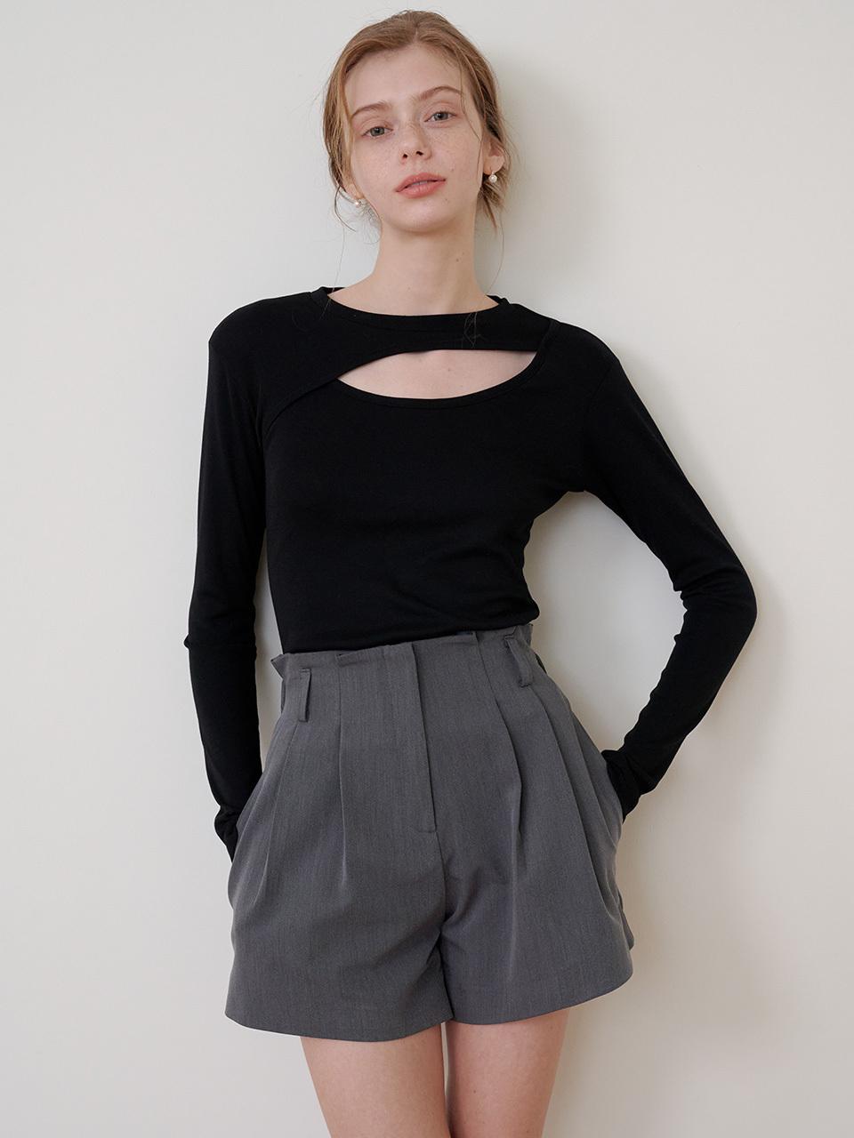 bibyseob Two Tuck Micro Shorts - Charcoal