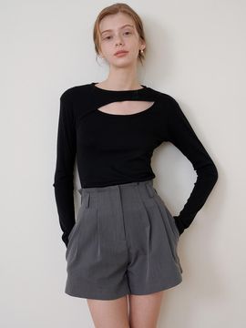 bibyseob Two Tuck Micro Shorts - Charcoal