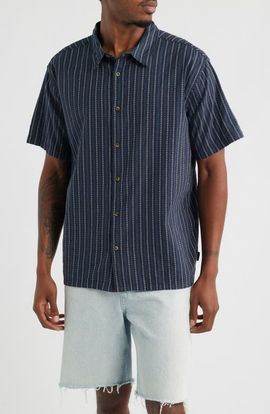 Billabong Billabong Garage Sandon Mixed Stripe Jacquard Short Sleeve Button-Up Shirt