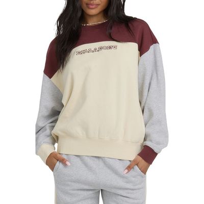 Billabong Billabong Get It Kendal Embroidered Colorblock Cotton Blend Fleece Sweatshirt