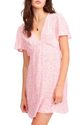 Billabong Billabong Short & Sweet Floral Print Flutter Sleeve Dress