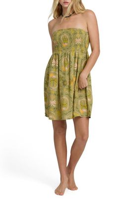 Billabong Billabong Tropical Haze Smocked Strapless Minidress