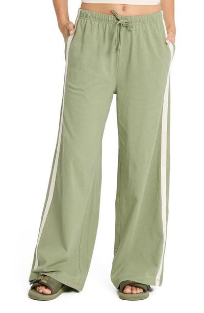 Billabong Billabong Wave Stamp Side Stripe Wide Leg Cotton Jersey Pants