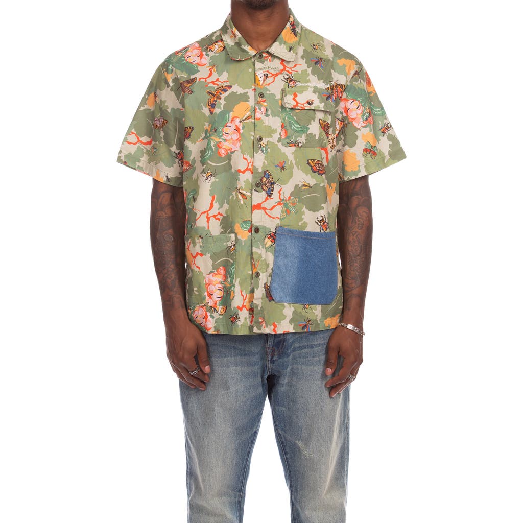 Billionaire Boys Club Billionaire Boys Club BB Foliage Short Sleeve Cotton Ripstop Button-Up Shirt