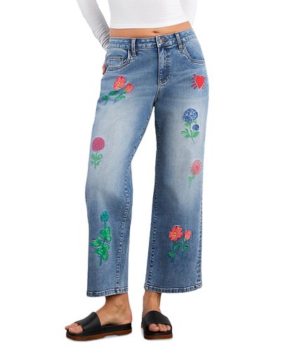 Billy T Billy T Blossom High Rise Embroidered Jeans in Relaxed Blue