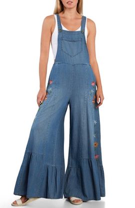 Billy T Billy T Embroidered Butterfly Overalls