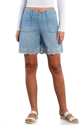 Billy T Billy T Embroidered Scallop Denim Shorts