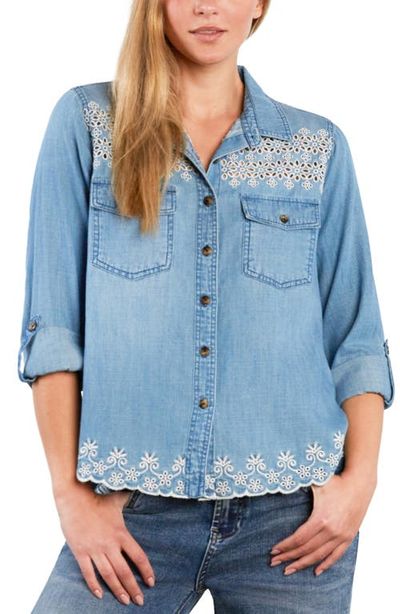 Billy T Billy T Eyelet Butterfly Button-Up Shirt
